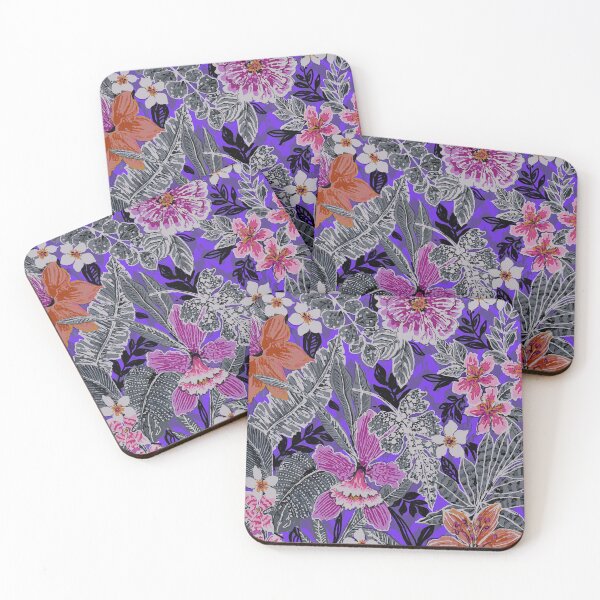 Item preview, Tropical Batik Floral With Violet Background designed and sold by Leslie Rogers Todder.