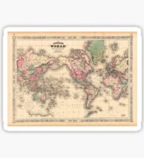 vintage map of the world Sticker
