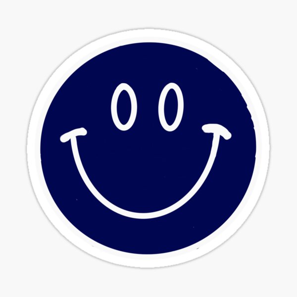 "Blue & White Smiley Face" Sticker by createdbyladyk | Redbubble