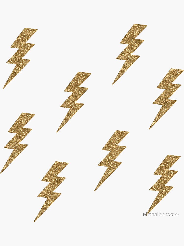 "Gold Glitter Lightning Bolt Pack" Sticker by Michelleerosee Redbubble