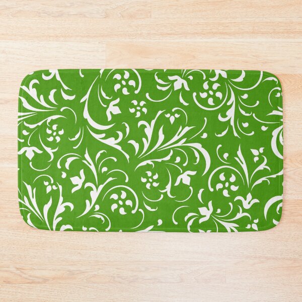 Item preview, White and green swirly floral damasks pattern designed and sold by GoDesign1.