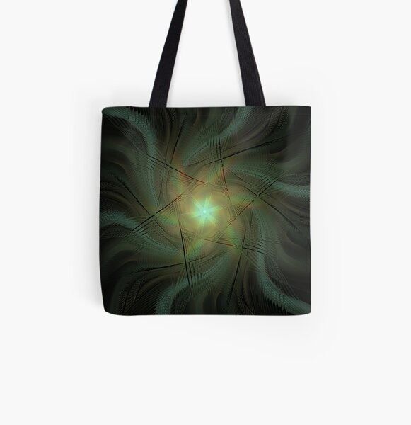 Radiant Wavy Star Intense Fractal Artwork All Over Print Tote Bag