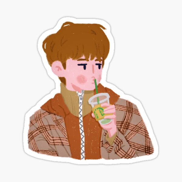 Hyungwon Starbucks Meme Pegatina