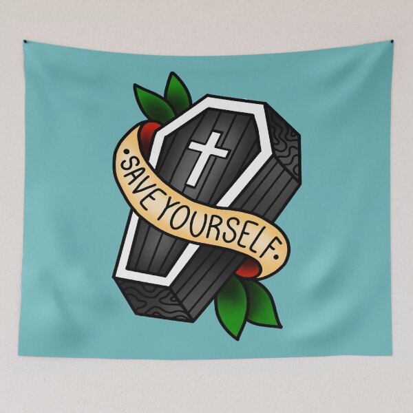 Item preview, Save Yourself Coffin Tattoo Flash Art designed and sold by Caseychaotic.