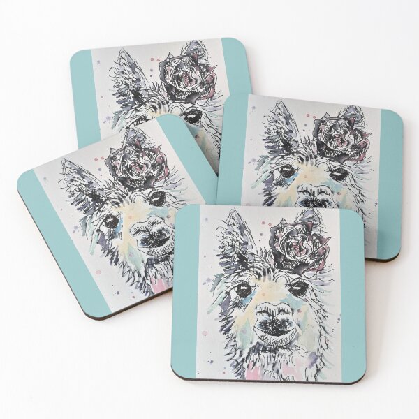 Item preview, Cute Alpacca LLama Watercolor with a Rose in Her Hair designed and sold by Sarah  Rajkotwala.
