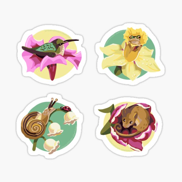 Animals with flowers Sticker
