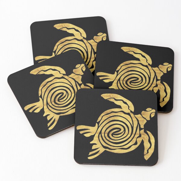 Item preview, Golden turtle in black background. designed and sold by cathelkav.