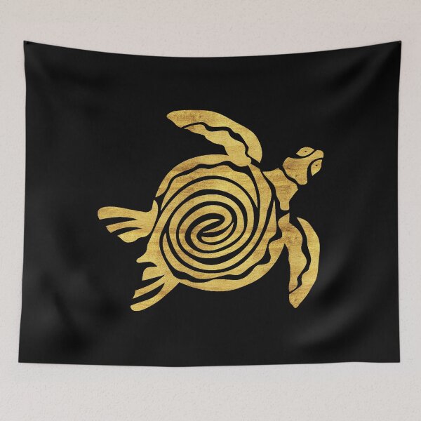 Item preview, Golden turtle in black background. designed and sold by cathelkav.