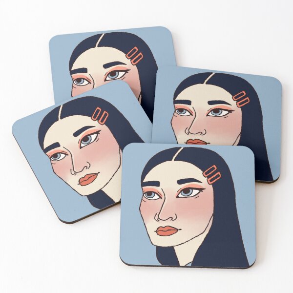 Item preview, Girl with Soft Coral Makeup and Barrettes designed and sold by daphnesdesigns.