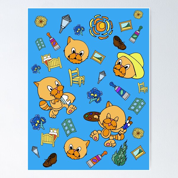 Item preview, Van Gogh Cat Cartoon designed and sold by Artwitted Store.
