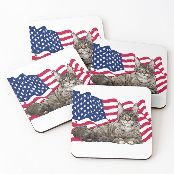 Item preview, American Flag and Maine Coon Cat designed and sold by Shellbelle44.