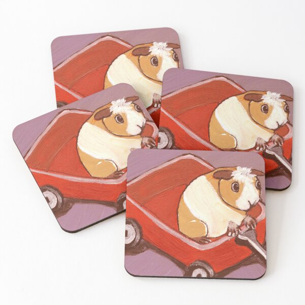 Aperçu de l'œuvre Cochon d'Inde : Wagon Tale ~ Crested Cavy ~ Pop Art ~ Peinture originale ~ LilyKoArt créée et vendue par Spinning Plates 360.