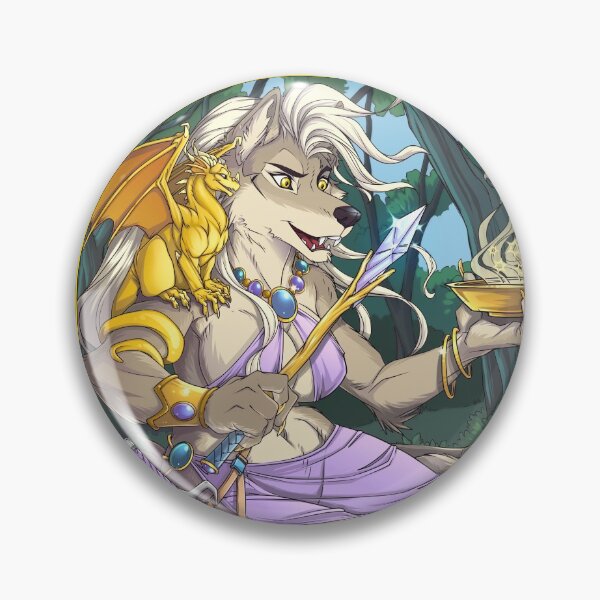 Item preview, Sorcha Wolf Sorceress with Dragon Familiar Fantasy Furry Art designed and sold by cybercat.