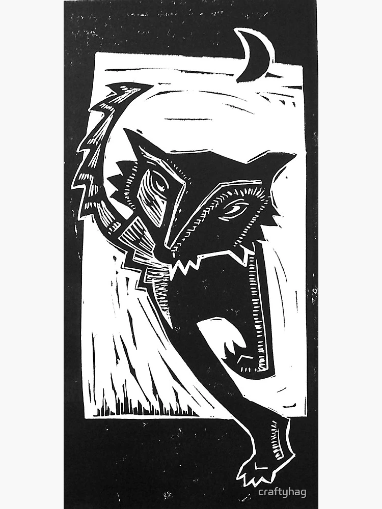 Wolf Original Linocut — Laughing Mule Press