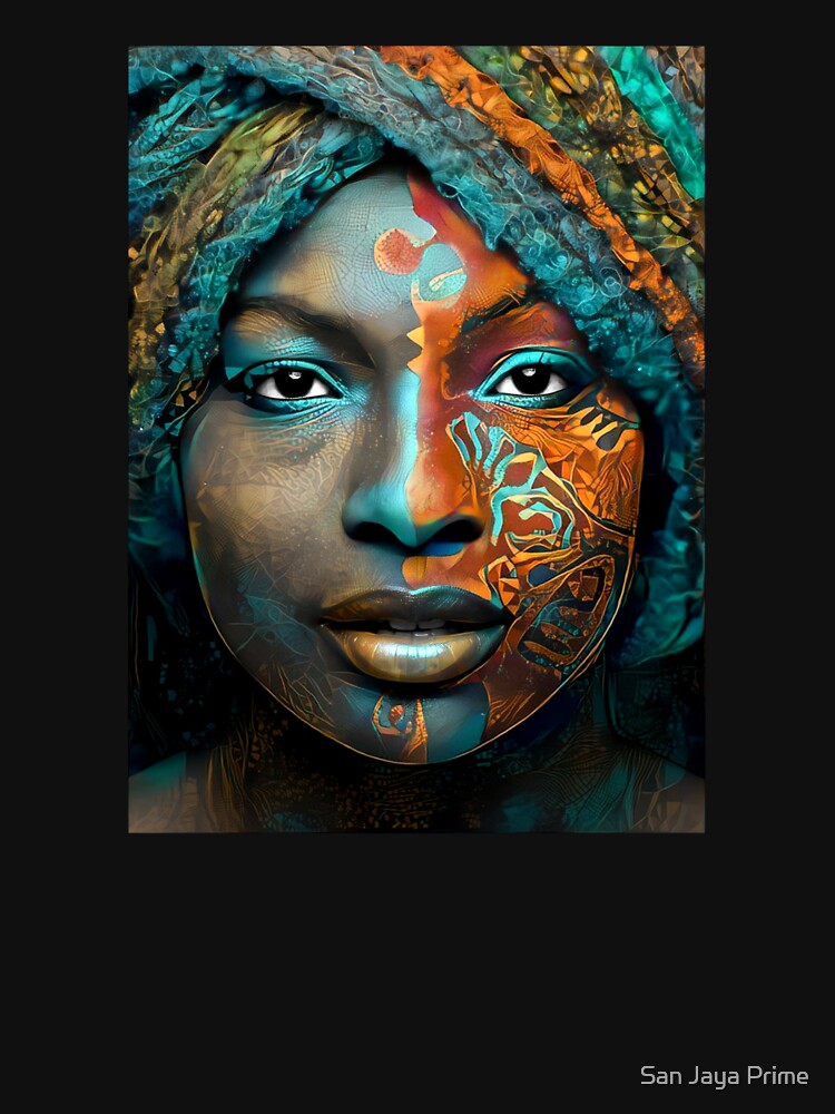 The Queen of the Nile in Beautiful Orange, Gold, and Turquoise by jayaprime