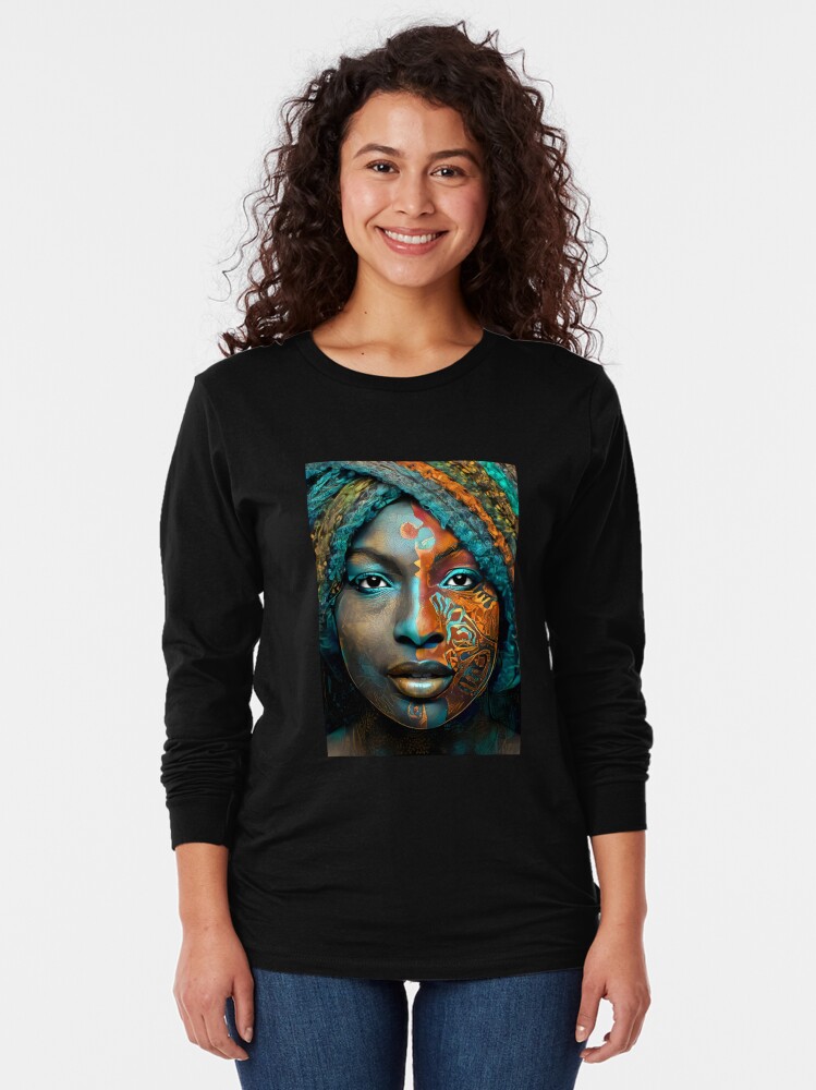 Alternate view of The Queen of the Nile in Beautiful Orange, Gold, and Turquoise Long Sleeve T-Shirt