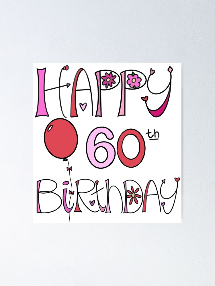 Happy 60th Birthday Colorful Doodle Art