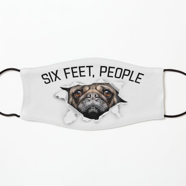Grumpy Pug With a Very Sad Face - six feet people animals face tear torn social distance Kids Mask