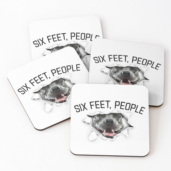 Item preview, Pitbull dog portrait with human expression - six feet people animals face tear torn social distance designed and sold by Dolphin Graphic.