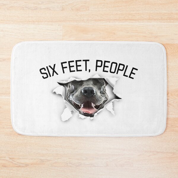 Item preview, Pitbull dog portrait with human expression - six feet people animals face tear torn social distance designed and sold by Dolphin Graphic.