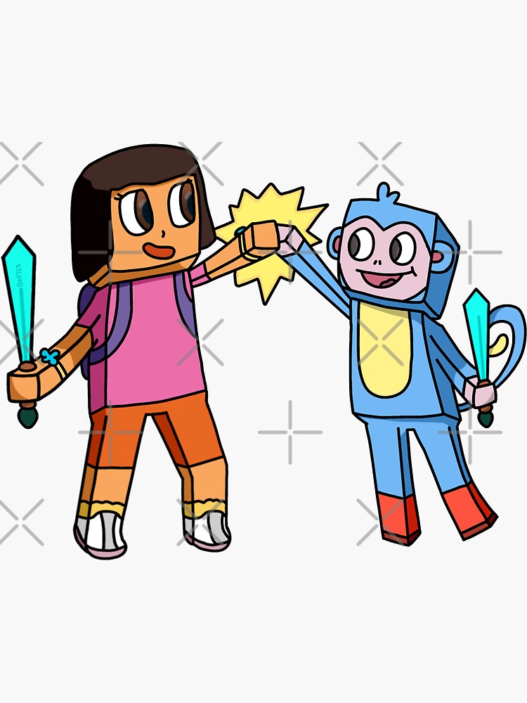 "Dora and Boots Minecraft Skins" Sticker for Sale by Bell723 Redbubble
