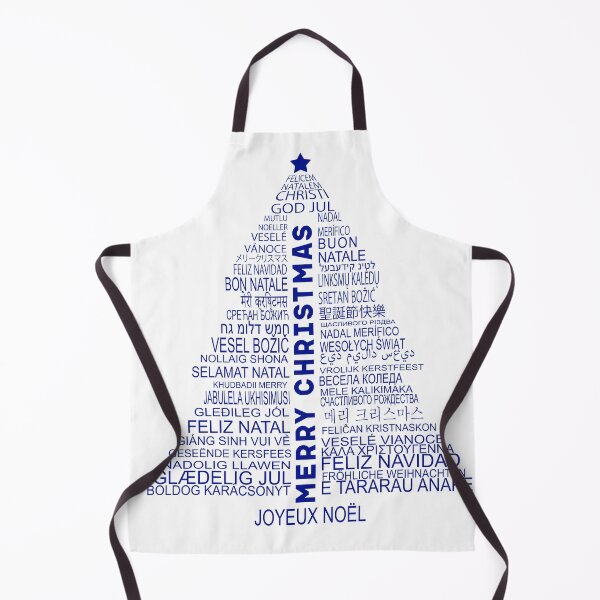 Item preview, Christmas tree - Merry Christmas in many languages, blue, word cloud designed and sold by EvieWoj.