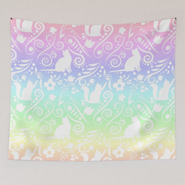 Item preview, Cat and Flowers - Pastel Rainbow RS designed and sold by CreativityRoams.