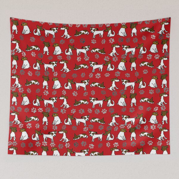 Item preview, Funny Jack Russell Terrier Cartoon Pattern Red designed and sold by jaggerstudios.