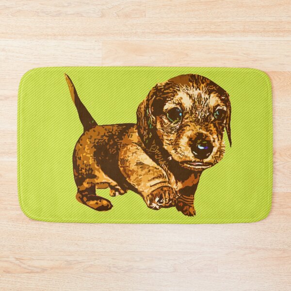 Item preview, "The Prancing Puppy" in Lime - Dachshund Puppy Doxie Dog Hearts Neon Green Chartruese Wire Wirehair Cute designed and sold by CanisPicta.