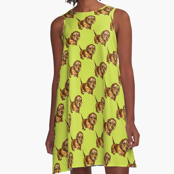 Key Lime Green Dog A-Line Dress for Sale by Kelly Louise