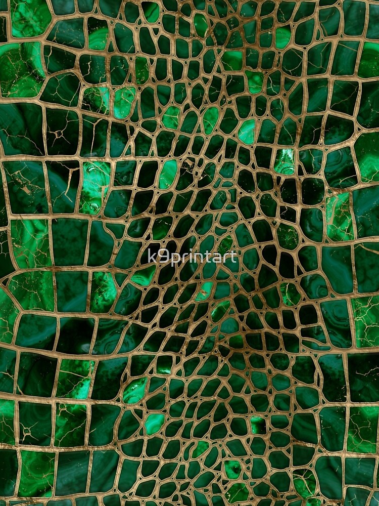 Faux Crocodile texture Malachite and gold by k9printart