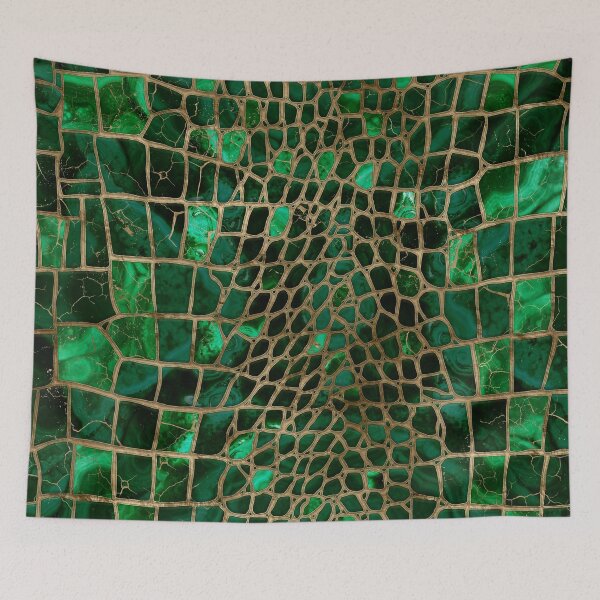 Item preview, Faux Crocodile texture Malachite and gold designed and sold by k9printart.