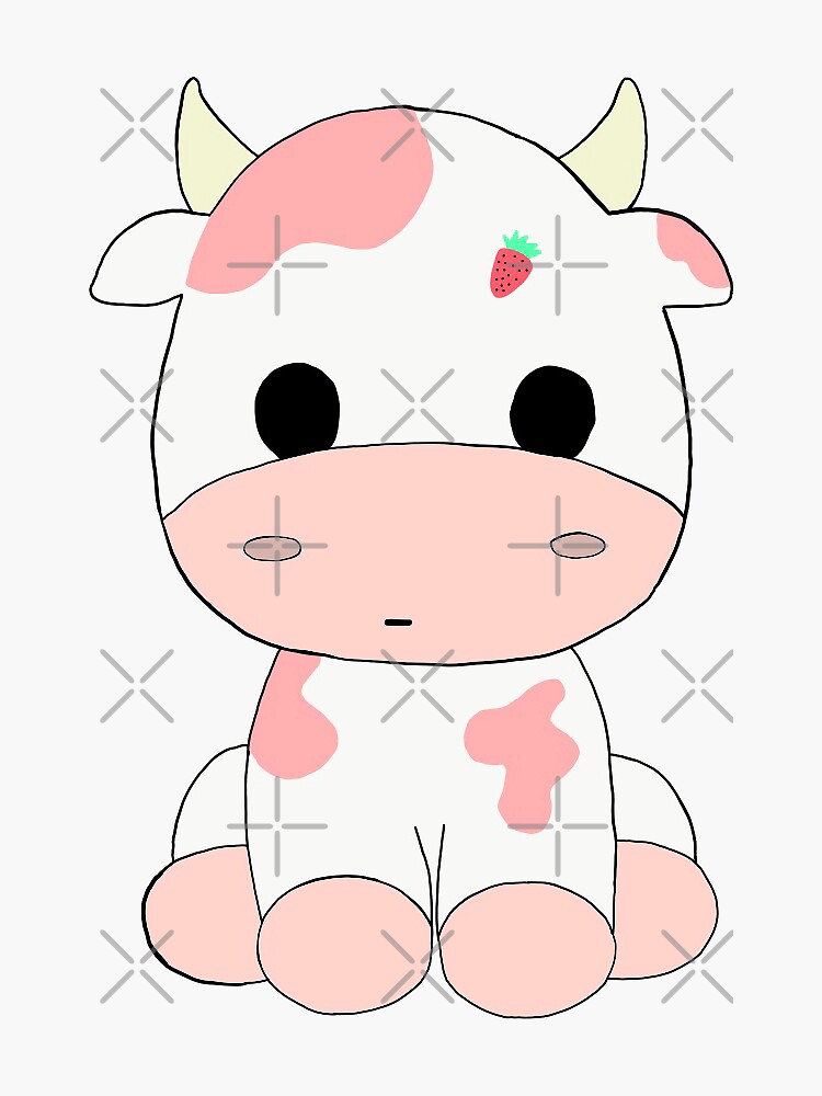 "Strawberry Cow" Sticker by jasminrogerss | Redbubble