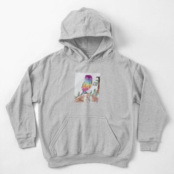 Colorful Tropical Rainbow Bird Kids Pullover Hoodie