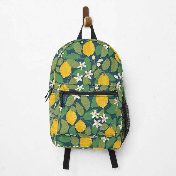Item preview, Lemon Tree Growing Citrus Fruit Pattern on Dark designed and sold by rocketandindigo.