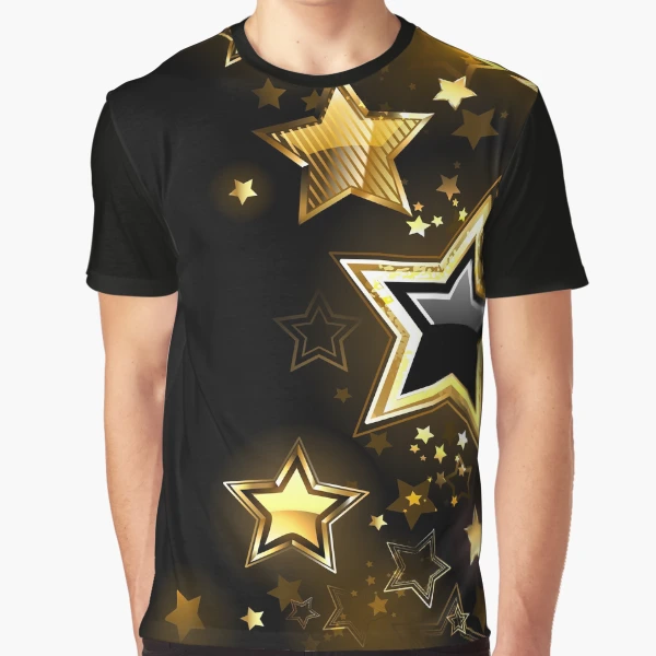 関税込★Golden ★star collection black star men t shirt Black Star Collection T-shirt with contrasting white logo