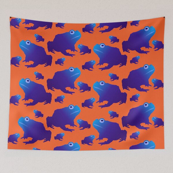 Item preview, Blue Toad Pattern (on orange) designed and sold by Davey's Designs.