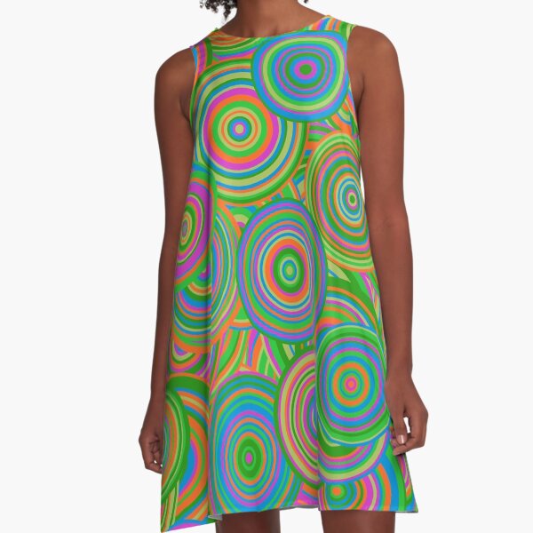 Psychedelic 60's Circles A-Line Dress