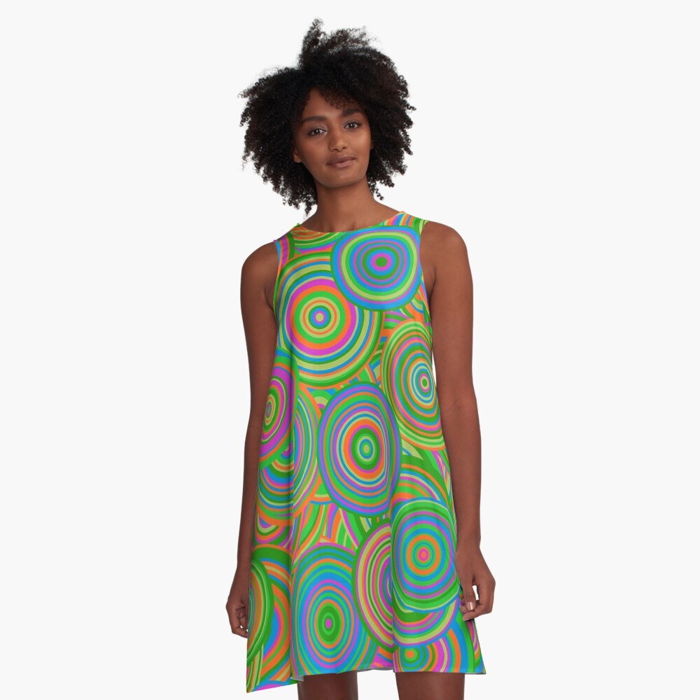   Psychedelic 60's Circles A-Line Dress