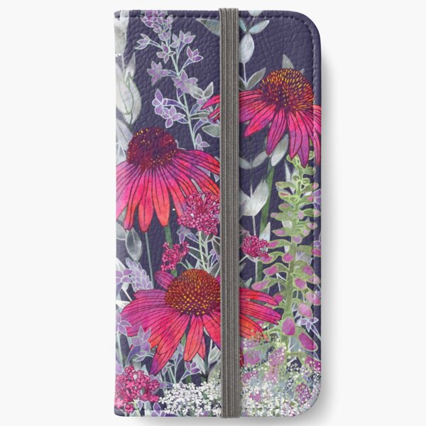 Pink Flower Garden - Echinacea Flowers, Foxgloves & Ammi iPhone Wallet