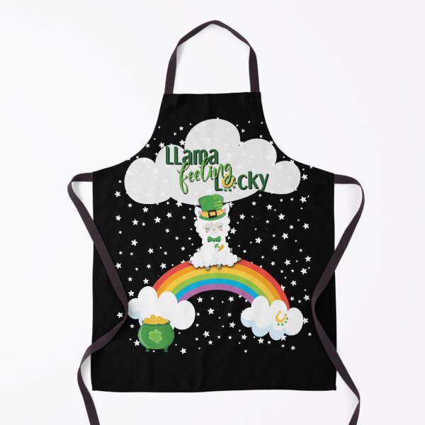 Item preview, Lucky St. Patrick's Day Llama, Rainbow, Clouds & Stars on Black designed and sold by Karen McFarland.