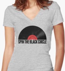 Spin The Black Circle Women's Fitted V-Neck T-Shirt