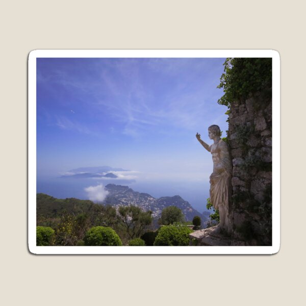 Island of Capri magical view with greek statue blue sky Magnet