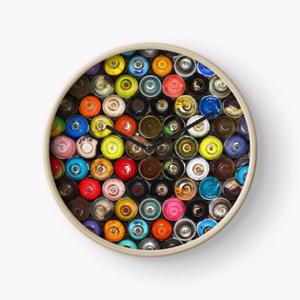 Wall of used spray cans from graffiti artist Clock