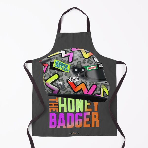 Item preview, Daniel Ricciardo - 2020 (right) Helmet. ( HONEY BADGER TEXT ) designed and sold by JageOwen.
