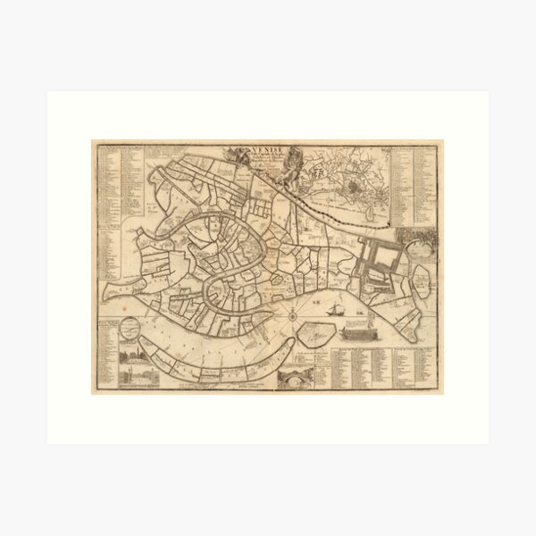 Item preview, Vintage Map of Venice Italy (1725) designed and sold by BravuraMedia.