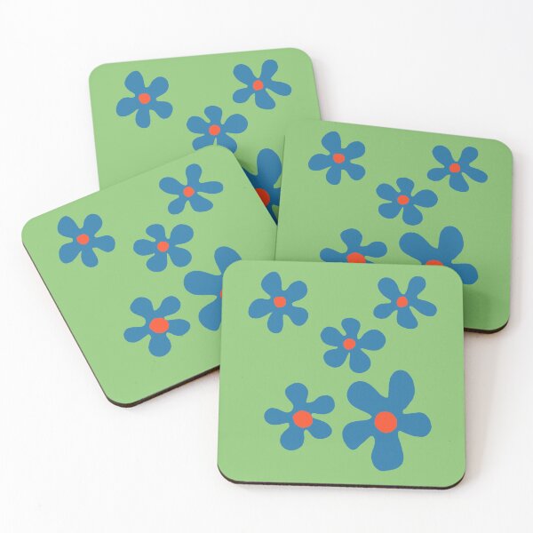 Item preview, blue psychedelic 70's flowers designed and sold by anikasart.