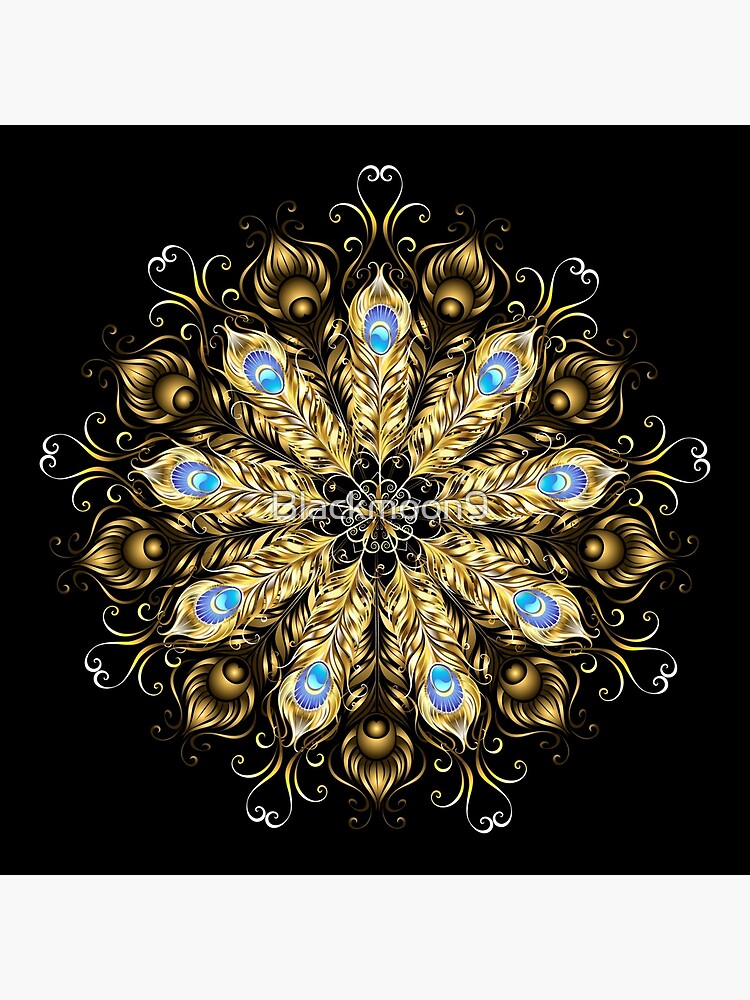 Mandala of the Golden Peacock Feathers | Art Board Print