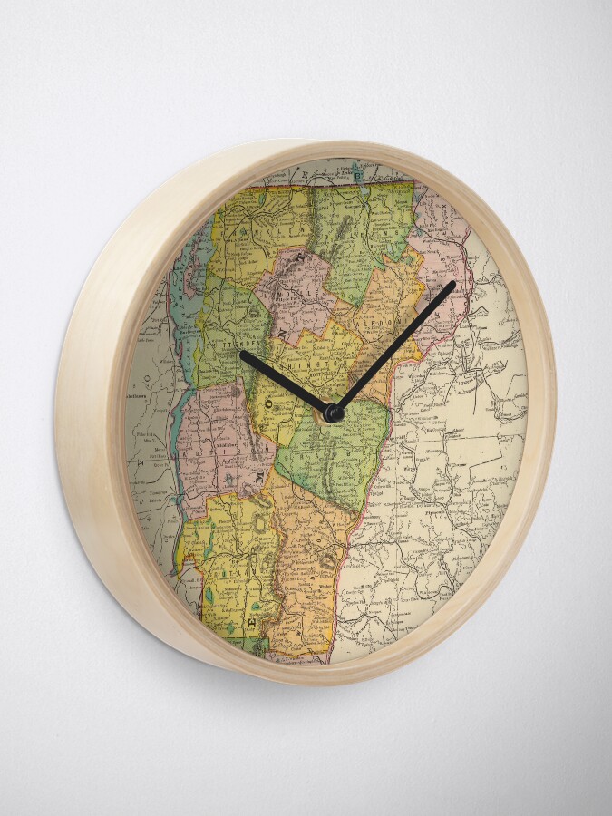 Alternate view of Vintage Map of Vermont (1909) Clock