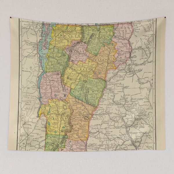 Item preview, Vintage Map of Vermont (1909) designed and sold by BravuraMedia.